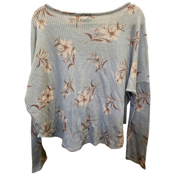 PAPER CRANE Anthropologie Size Large Sage Floral Oversized Thermal Pullover EUC - Picture 4 of 5
